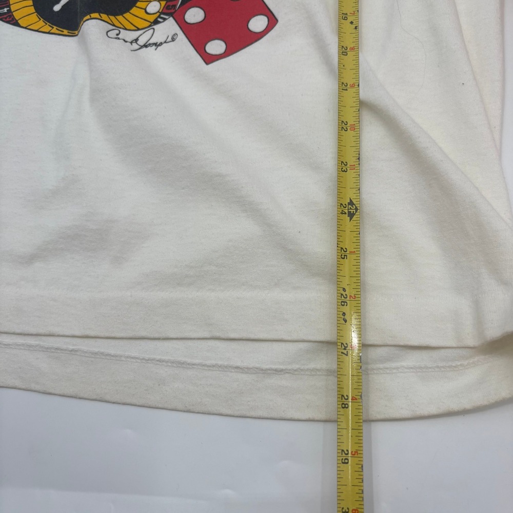 Art Attack Mens Size Large Casino Graphic Shirt White Single Stitch 80s - Picture 3 of 7